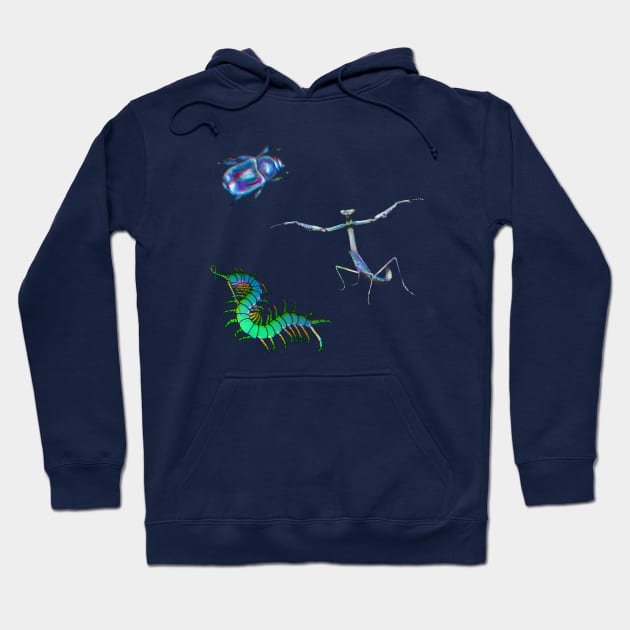 Blue and Green Bugs Mini Pack Hoodie by techno-mantis